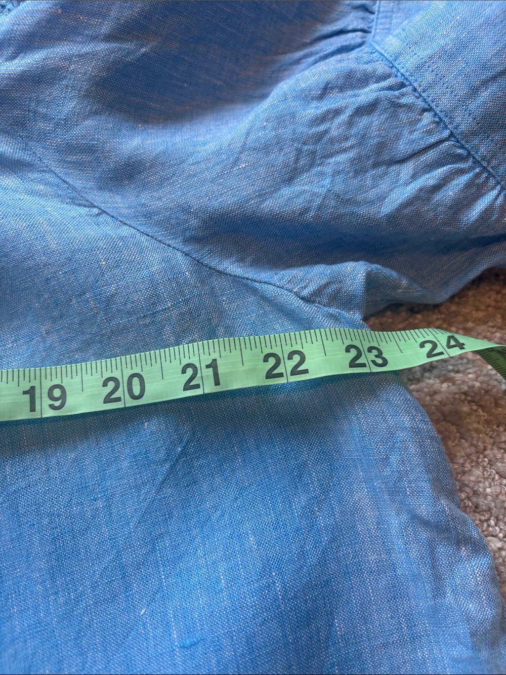 Talbots Light Blue Smocked Yoke Linen Top - Picture 7 of 9